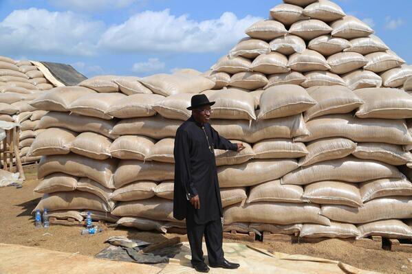 Image of President Goodluck Jonathan, Groundnut Pyramids