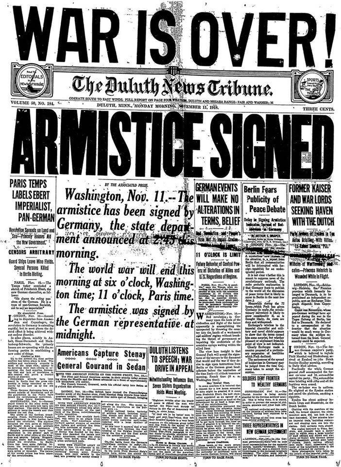World War I ends