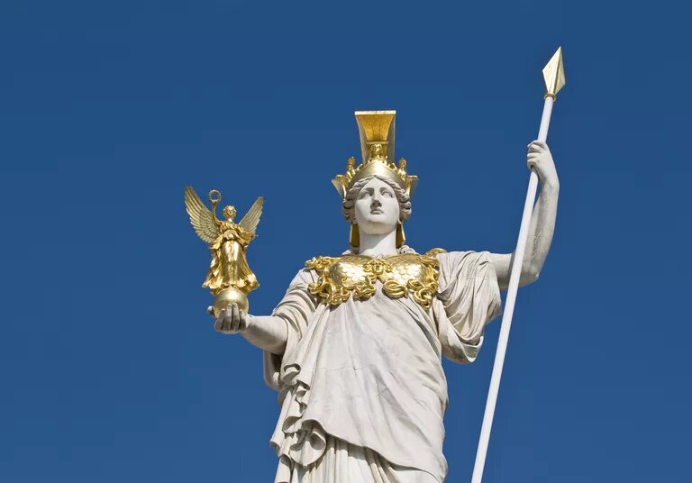 the-statue-of-goddess-athena-in-front-of-the-austrian-parliament-in-vienna