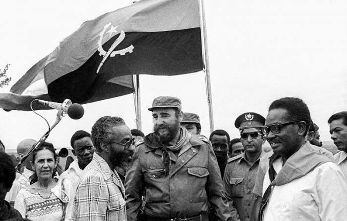 Fidel, during his visit to Angola...